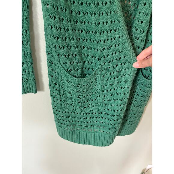 Anthropologie Far Away From Close Green Open Knit Cardigan Size Small - Picture 4 of 10